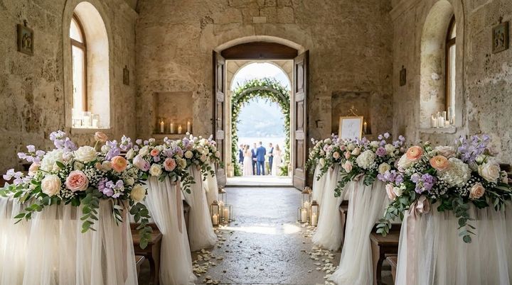 Navata con composizioni e tulle