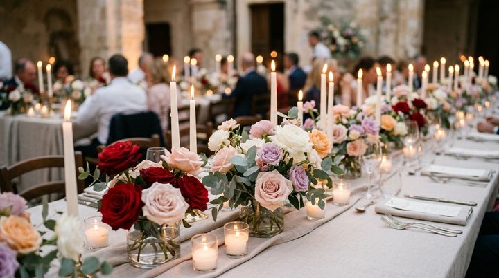 Rose rosse e candele