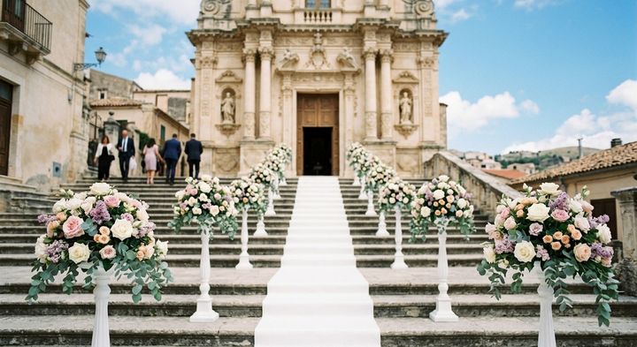 Scalinata bianca verso la chiesa