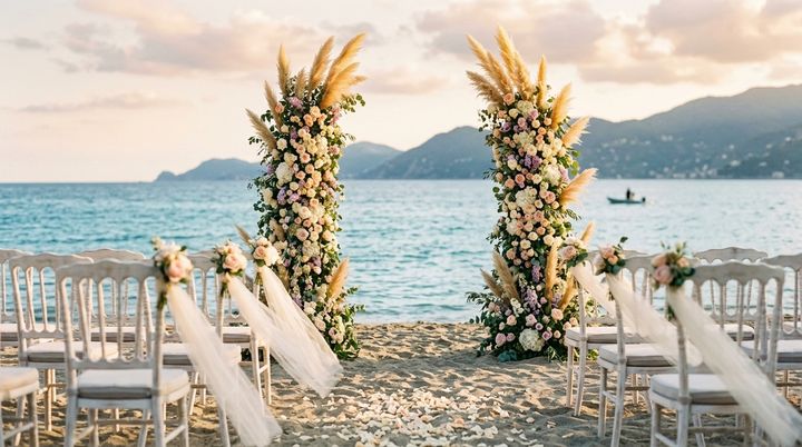Arco floreale in spiaggia